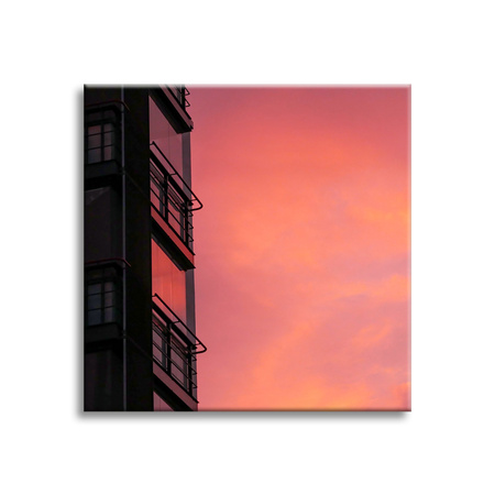 Leinwandgemälde Pink Sky Sunset Building 90x90