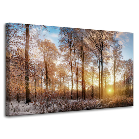 Leinwandgemälde Bäume Winter aufgehende Sonne 100x60 cm