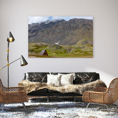 Leinwandgemälde Naturhütte in den Bergen 100x80 cm