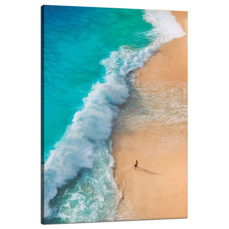 Leinwandgemälde Mann am Strand Wellen Wasser Sonne 80x120 cm