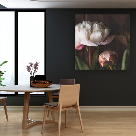 Leinwandgemälde Weiße Blume Natur Vintage Retro 90x90