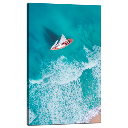 Leinwandgemälde Segelboot Wellen Sandufer 60x100 cm