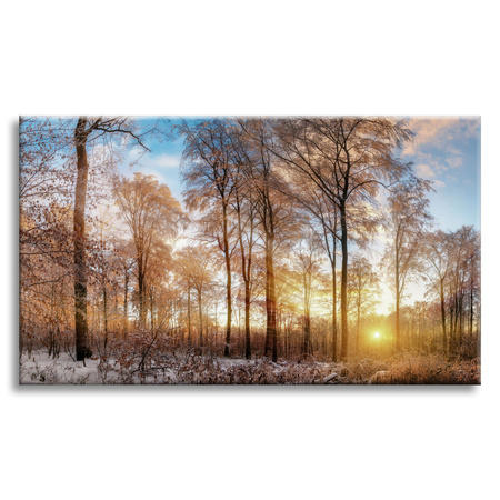 Leinwandgemälde Bäume Winter aufgehende Sonne 70x50 cm