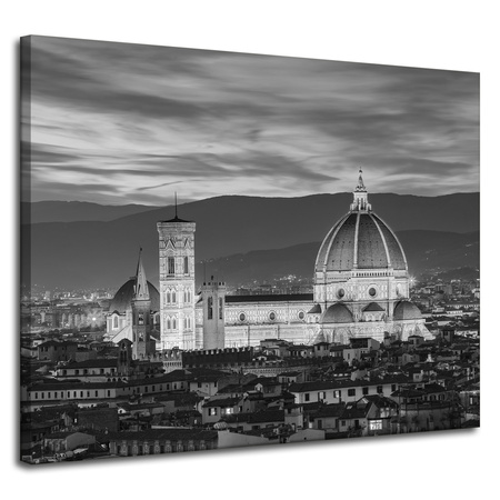 Leinwandgemälde Architektur Kathedrale von Florenz schwarz und weiß 100X80 cm