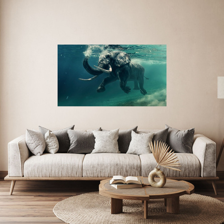 Leinwandgemälde Schwimmender Elefant im Wasser Kunst 120x40 cm