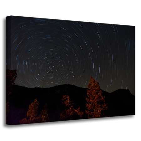 Leinwandgemälde Natur Wald Nacht Berge Abstraktion Bäume 70x50