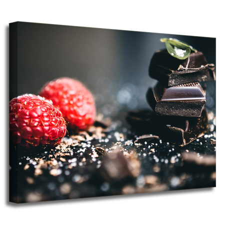 Leinwandgemälde Küchenhimbeeren mit Schokolade 40x30 cm