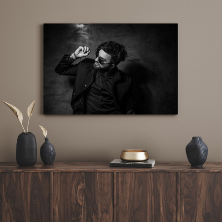 Leinwandgemälde Schwarz-Weiß-Mann 100x80 cm