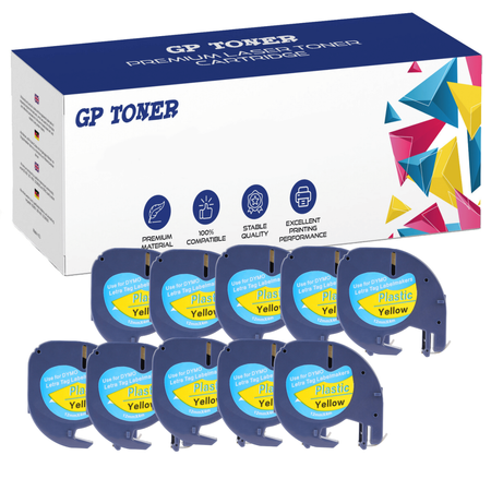 10x Dymo LetraTag 59423 Klebeband, 12 mm x 4 m, gelber Kunststoff – Ersatz für GP-DY59423 x10