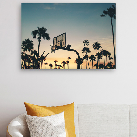Leinwanddruck Jugend-Basketball-Sonnenuntergang 90x60