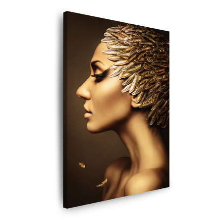 Bild auf Leinwand Profil einer goldenen Frau im modernen Stil 80x120 cm