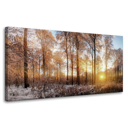 Leinwandgemälde Bäume Winter aufgehende Sonne 80x40 cm