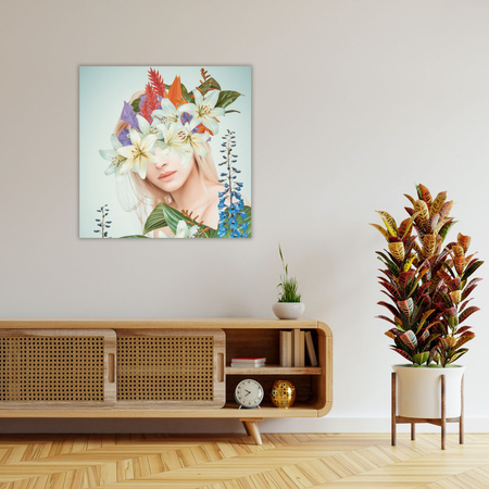 Leinwandgemälde Königin Blumen Frau Natur 90X90 cm