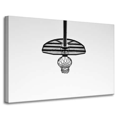Leinwanddruck Jugendkorb Basketball Schwarz und Weiß 90x60
