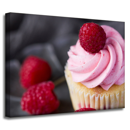 Leinwandgemälde Küche Himbeer-Cupcake 40x30 cm