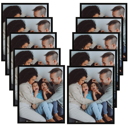 10x Schwarzer Rahmen 30x40, I L13,15,051, schwarzer Lack + Plexiglasprägung