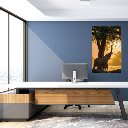 Leinwandgemälde Posierender Elefant Savannah Sunset 80x120 cm