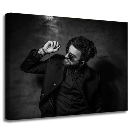 Leinwandgemälde Schwarz-Weiß-Mann 40x30 cm