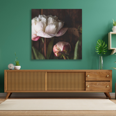 Leinwandgemälde Weiße Blume Natur Vintage Retro 90x90