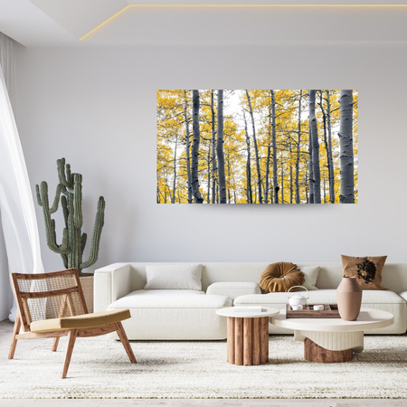 Leinwandgemälde Gelbe Birkenblätter Natur Frühling 120x80 cm