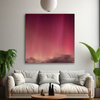 Leinwandgemälde Weltraum Aurora Borealis Roter Himmel 90x90