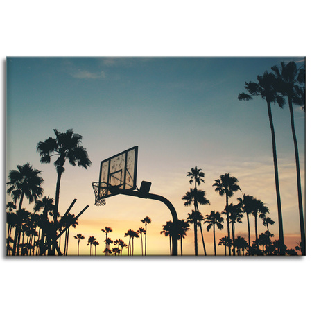Leinwanddruck Jugend-Basketball-Sonnenuntergang 90x60