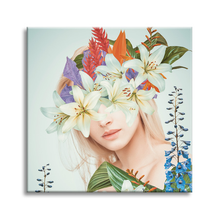 Leinwandgemälde Königin Blumen Frau Natur 90X90 cm