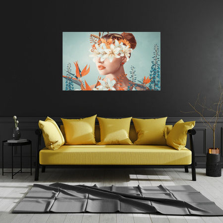 Leinwandgemälde Blumen Natur Mädchen Bun Art 120x80 cm