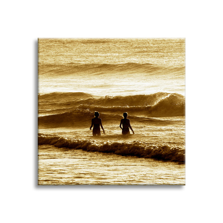 Leinwandgemälde Menschen Ozean 40x40 cm