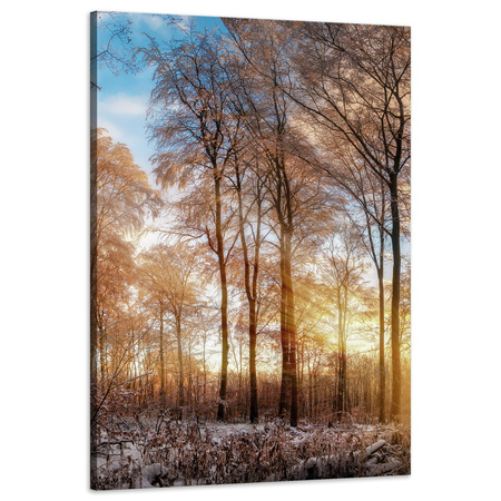 Leinwandgemälde Bäume Winter aufgehende Sonne 60x90 cm