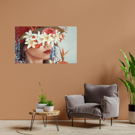 Leinwandgemälde Frau Lippen Blumen Natur 120x80 cm