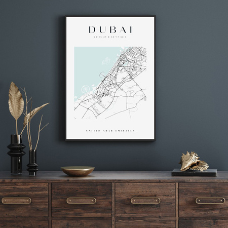 Poster Dubai Stadtplan quadratisch 50X70 cm