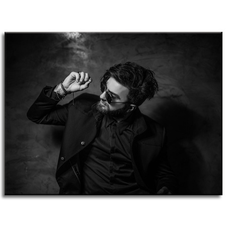 Leinwandgemälde Schwarz-Weiß-Mann 40x30 cm