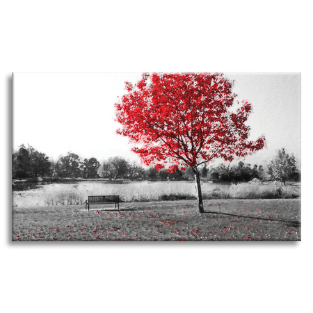 Bild auf Leinwand Grau-Rot-Blätter-Kontrast 120x70 cm