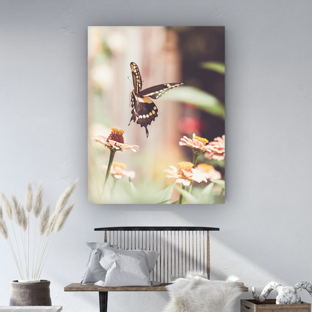 Leinwandgemälde Natur Insekt Schmetterling Blumen Frühling Sommer 80x120