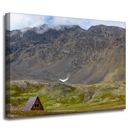 Leinwandgemälde Naturhütte in den Bergen 40x30 cm