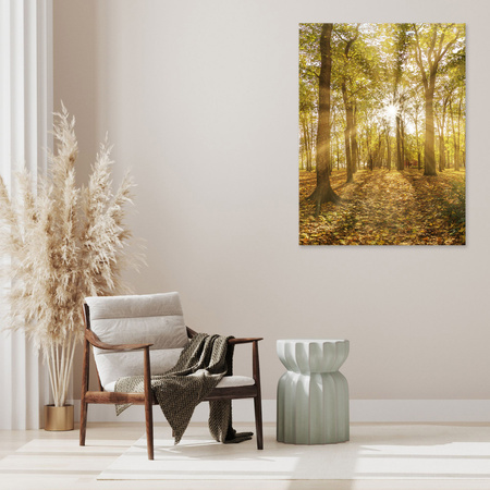 Leinwandgemälde Sonne zwischen Bäumen im Wald 60x100 cm
