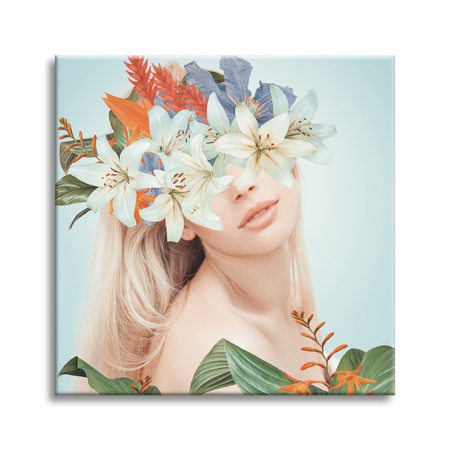 Leinwandgemälde Natur Pflanzen Mädchenkörper 90X90 cm