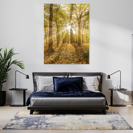 Leinwandgemälde Sonne zwischen Bäumen im Wald 50x70 cm