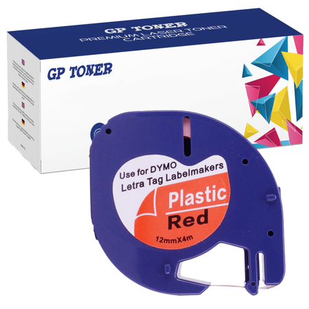 Dymo LetraTag 59424 Klebeband, 12 mm x 4 m, roter Kunststoff – Ersatz für GP-DY59424