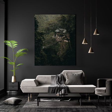 Leinwandgemälde Naturhaus in den Bergen 30x40 cm