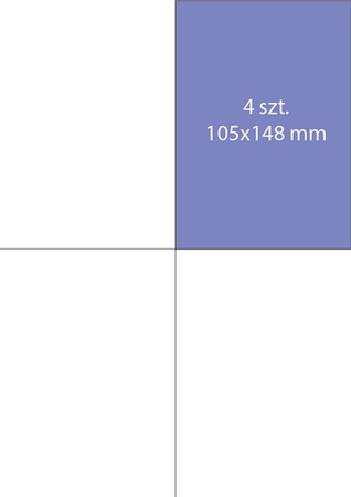 Selbstklebendes Etikett auf A4-Blatt 105 x 148 mm, 100 Stück (4 Etiketten pro Blatt) MP-RL-A4-04-W1