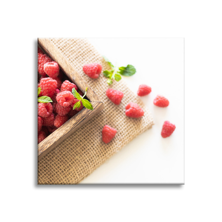 Leinwandgemälde Frische Sommerhimbeeren Frühlingsfrucht 90x90