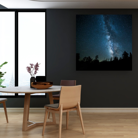 Leinwandgemälde Space Night Forest Nebula 90x90