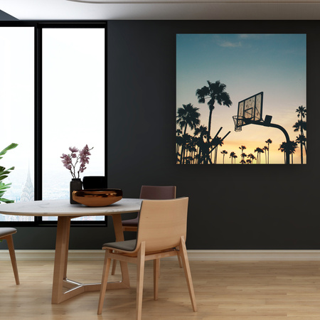 Leinwanddruck Jugend-Basketball-Sonnenuntergang 90x90