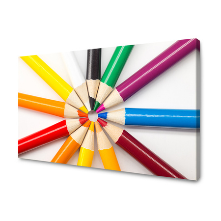 Leinwandgemälde Farbige Buntstifte Kreis der bunten Fantasie 90x60