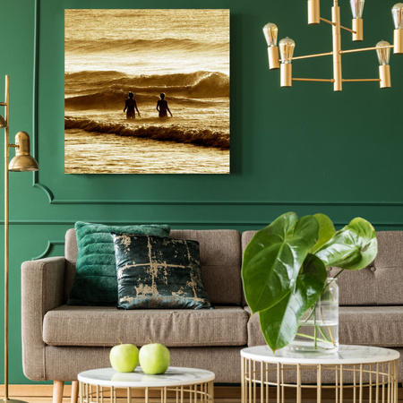 Leinwandgemälde Menschen Ozean 40x40 cm