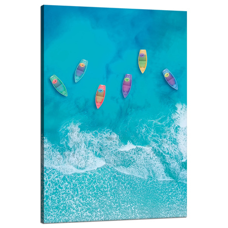 Leinwanddruck Boote auf dem Wasser Ozeanblau 80x120 cm