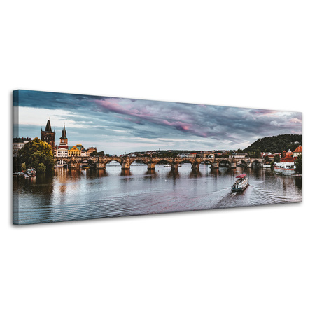 Leinwandgemälde Architektur Karlsbrücke Prag 120X40 cm