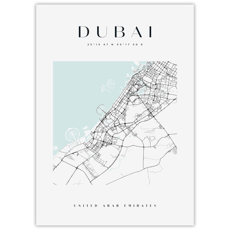 Poster Dubai Stadtplan quadratisch 50X70 cm